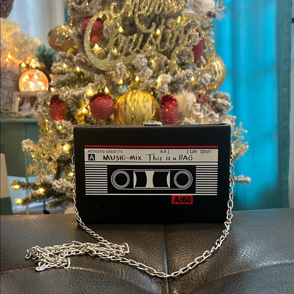 Handbags - Retro Cassette Tape Novelty Bag - Black NWT